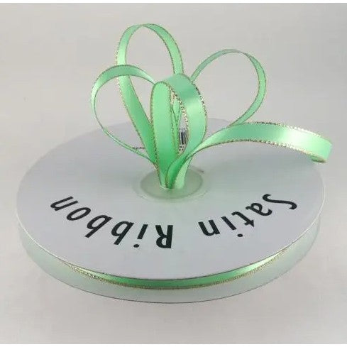 (25 Yards/roll) 6mm Gold Edge Ribbon Satin Ribbons Gift Packing Christmas Ribbons Wedding Party Deco