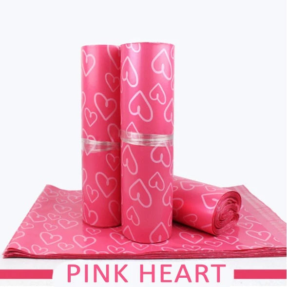 (100pcs) HEART PRINT Courier Pouch/ Poly mailer pouch/ Self Adhesive Mailer Pouch Plastic Packaging