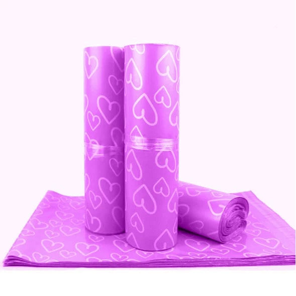 (100pcs) HEART PRINT Courier Pouch/ Poly mailer pouch/ Self Adhesive Mailer Pouch Plastic Packaging