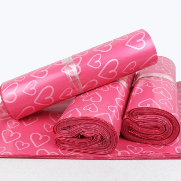 (100pcs) HEART PRINT Courier Pouch/ Poly mailer pouch/ Self Adhesive Mailer Pouch Plastic Packaging
