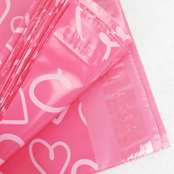 (100pcs) HEART PRINT Courier Pouch/ Poly mailer pouch/ Self Adhesive Mailer Pouch Plastic Packaging