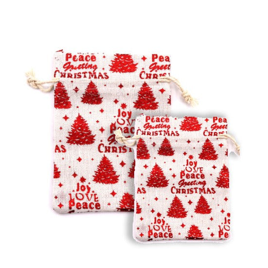 Christmas Drawstring Gift Bags Burlap, Gift Pouch Goody Bags for Candy Wrapper Gift