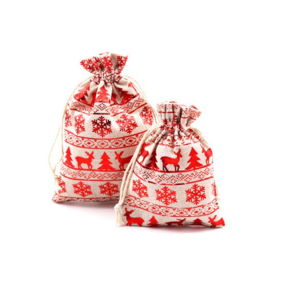 Christmas Drawstring Gift Bags Burlap, Gift Pouch Goody Bags for Candy Wrapper Gift