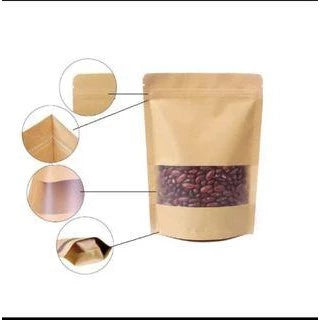 50pcs Stand Up Pouch/ Resealable Pouch Brown, White, Black, Clear, Silver