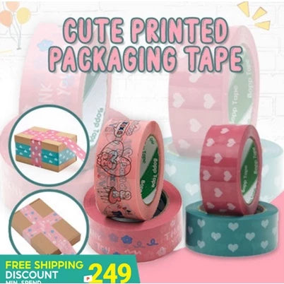 Cute Printed Tape BLUE | PINK | Thankyou Tape | Packaging Gift Wrapping Tape