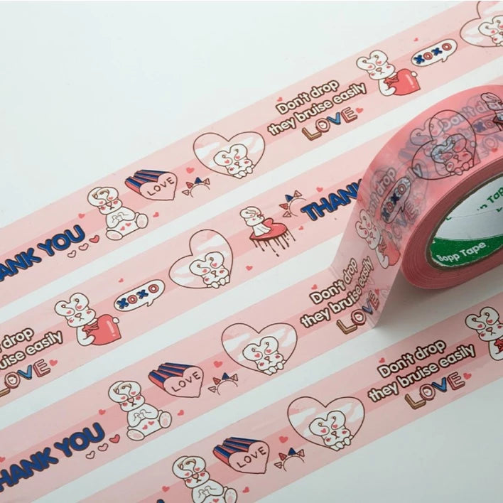 Cute Printed Tape BLUE | PINK | Thankyou Tape | Packaging Gift Wrapping Tape