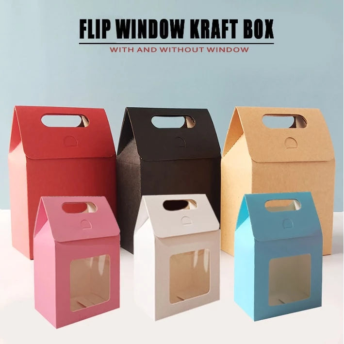 Flip Window Punch Hole Bag/Thick Quality Kraft Brown/Black Paper Bag w/ window