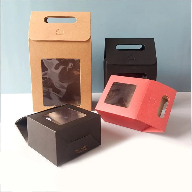 Flip Window Punch Hole Bag/Thick Quality Kraft Brown/Black Paper Bag w/ window