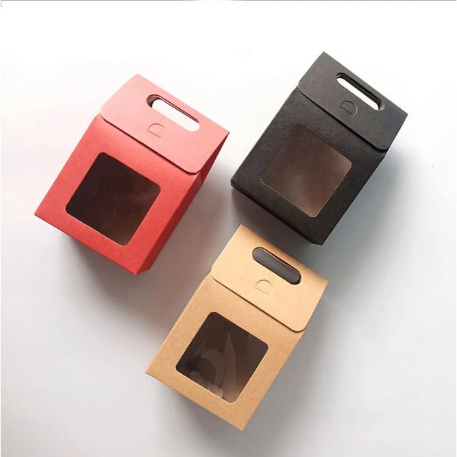 Flip Window Punch Hole Bag/Thick Quality Kraft Brown/Black Paper Bag w/ window
