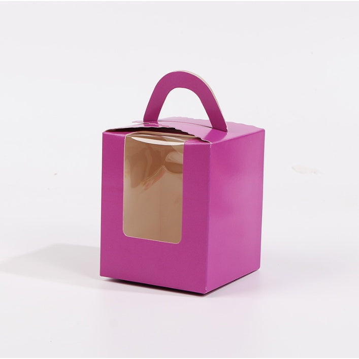 Pastry Box Single Solo Cupcake Box Cookies Boxes Individual Box with Handle 1PC