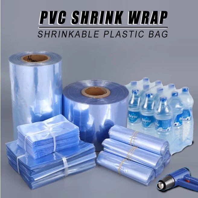 10meters | Shrinkable Transparent PVC plastic heat shrinks wrap Clear Plastic Wrap