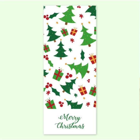 (50PCS 6*15cm) Rectangular Merry Christmas Happy New Year Package Stickers Sealing Labels