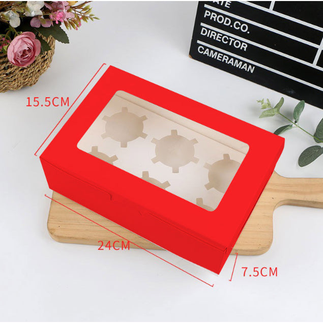 Cupcake/Muffin/Pastry WHITE/BROWN Box NO HANDLE/ WITH INNER Packaging case(2, 4, 6, 12 holes)
