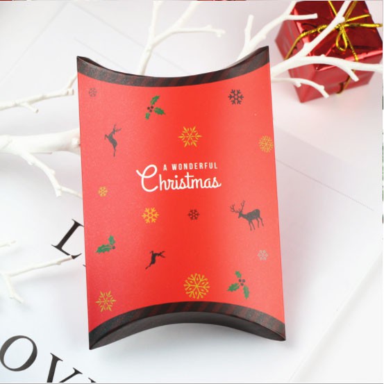 (5pcs) Gifts Kraft Gift Bag Party Supplies Pillow Shape Box Paper Christmas Candy Box