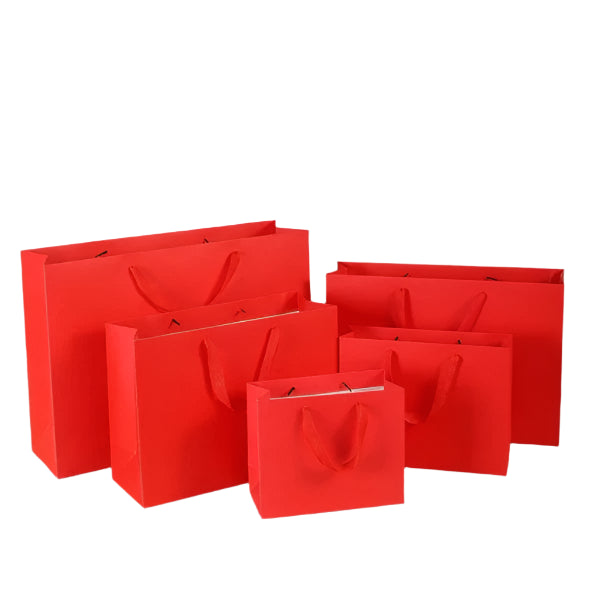 (RED) 1PC Gift Bag with Handles Craft Package Paper Gift Box Jewelry Birthday Packing Bags
