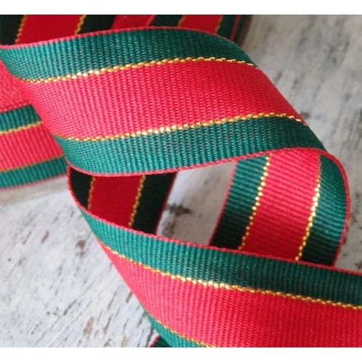 (1roll) 25yards | Christmas Ribbon red/green/gold tricolor gift packaging wrapping