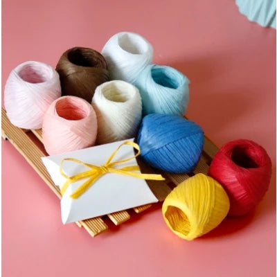 1 Roll 20 Meters Raffia Ribbon Paper Rope Palm Packaging Rope Decorati ...