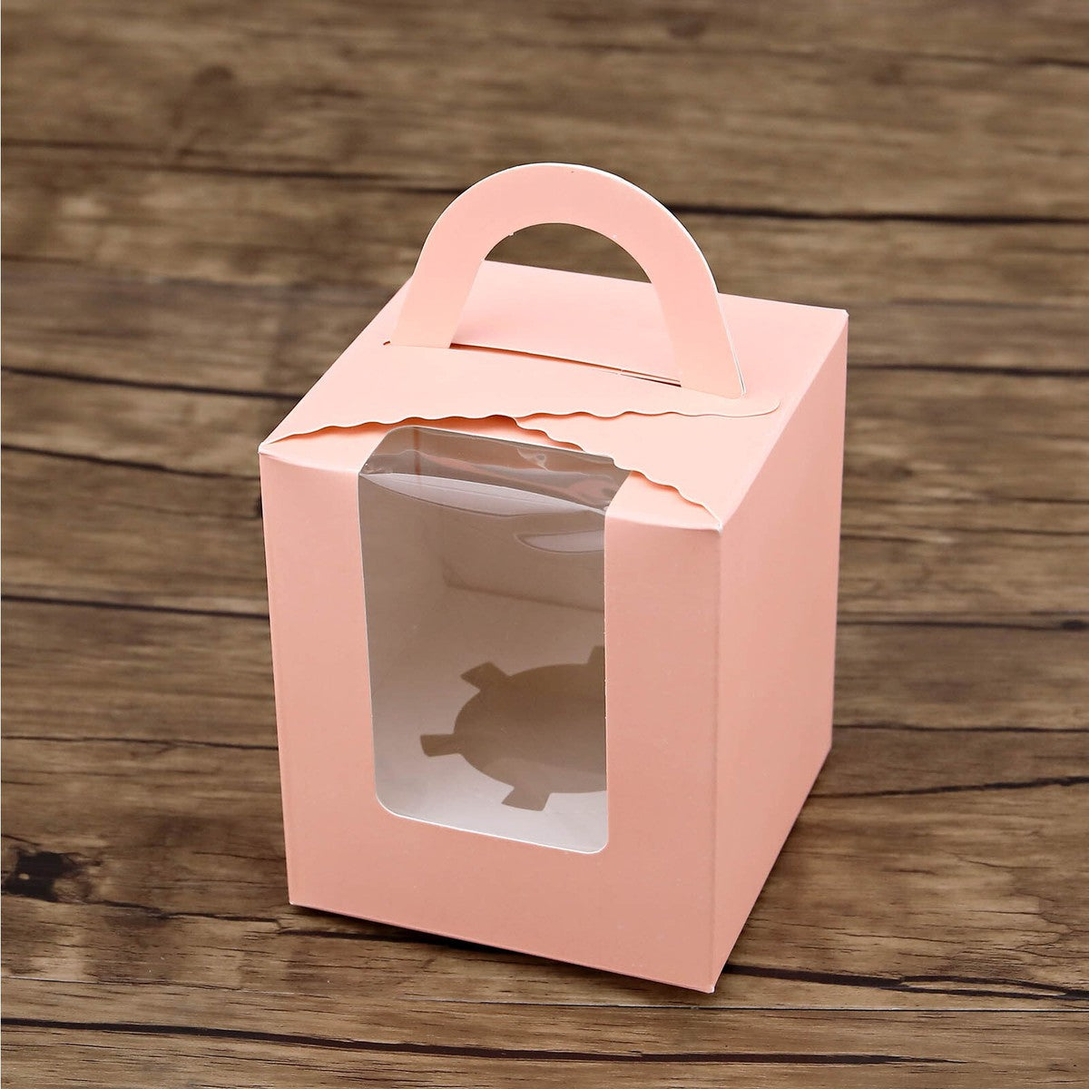 Pastry Box Single Solo Cupcake Box Cookies Boxes Individual Box with Handle 1PC