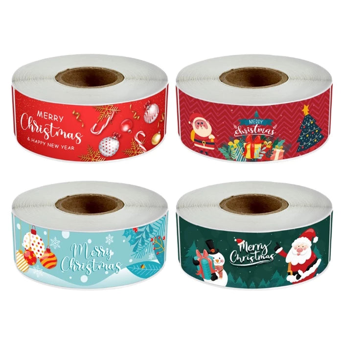 120 pcs/roll red roll Christmas long sticker gift box seal sticker label