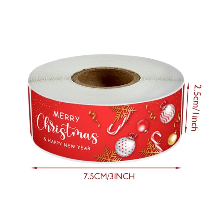 120 pcs/roll red roll Christmas long sticker gift box seal sticker label