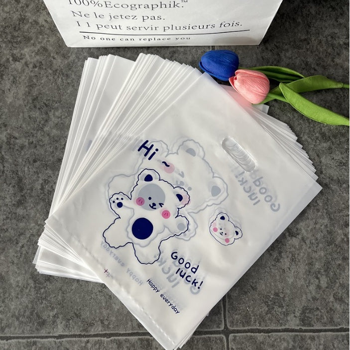 50pcs HIGH QUALITY Printed Plastic Takeout Tote Bag handle