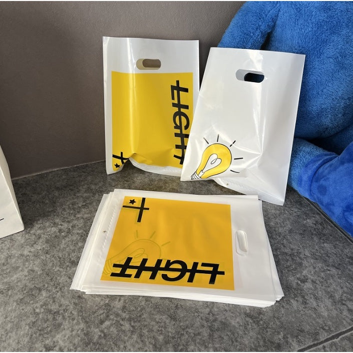 50pcs HIGH QUALITY Printed Plastic Takeout Tote Bag handle