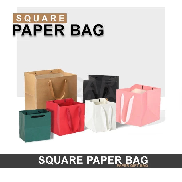 Square Brown/Black cake box Kraft Paper Bag Plain Handbag Gift takeaway Bag Paper bag