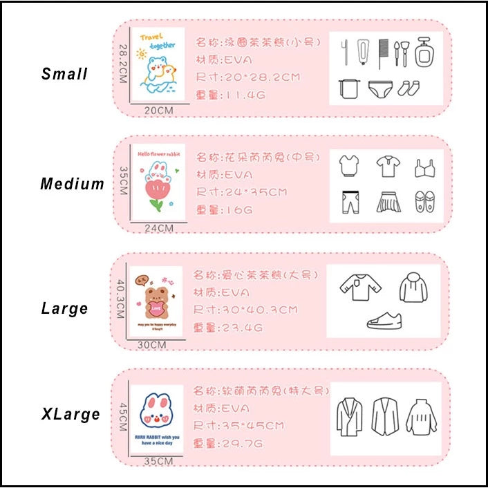 1pc Printed Frosted Storage Bag Clothing Sealed Packed Clothes Transparent Organizer