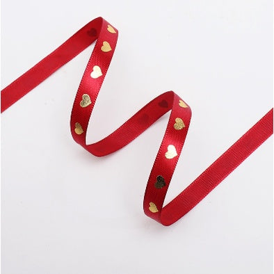 1cm/5yards | bronzing love ribbon flowers bouquet packaging ribbon gift box Ribbon