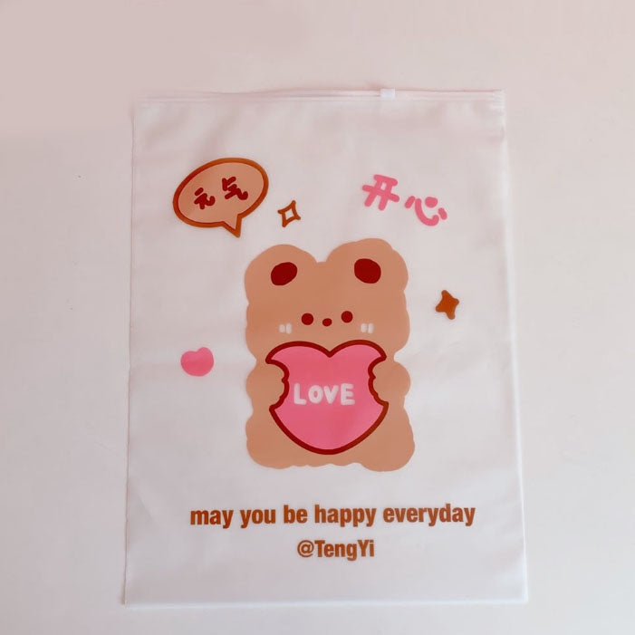 1pc Printed Frosted Storage Bag Clothing Sealed Packed Clothes Transparent Organizer