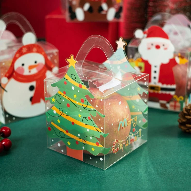1pc PVC Transparent Christmas Gift Boxes Party Decoration Merry Christmas Candy Boxes
