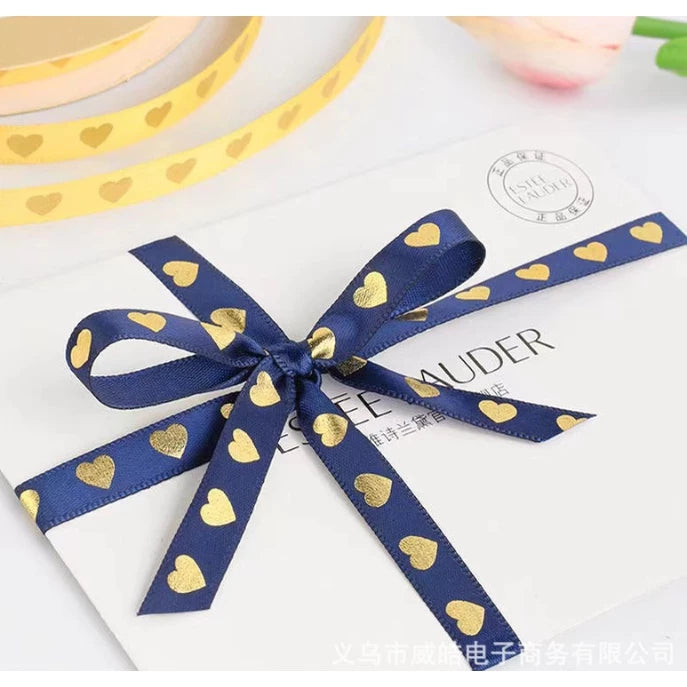 1cm/5yards | bronzing love ribbon flowers bouquet packaging ribbon gift box Ribbon