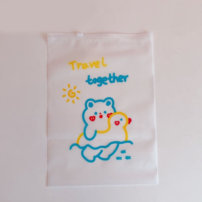 1pc Printed Frosted Storage Bag Clothing Sealed Packed Clothes Transparent Organizer