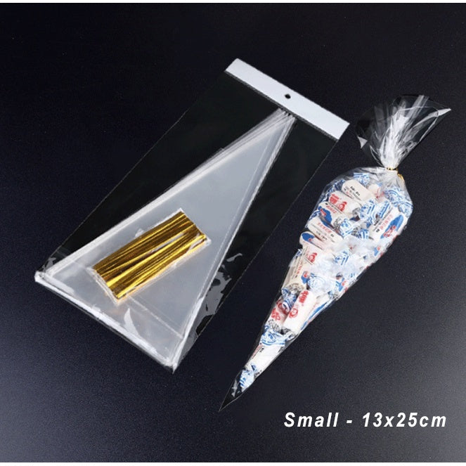 (50pcs) Triangle Transparent Plastic Bag Carrot Candy Bags Kids Birthday Party Decoration