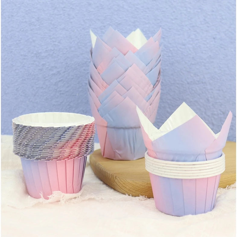 50pcs | GRADIENT Color Baking Cups cupcake liner Egg Tart Baking Wrapper Muffin Liner