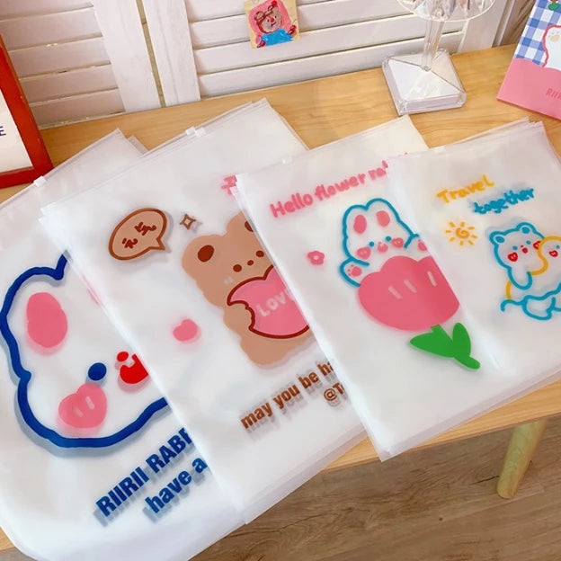 1pc Printed Frosted Storage Bag Clothing Sealed Packed Clothes Transparent Organizer