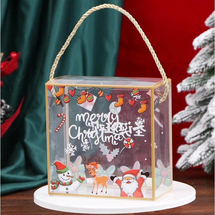 Transparent PVC Gift Bags Candy Plastic Bag with Handles Christmas Thanksgiving Gift Box