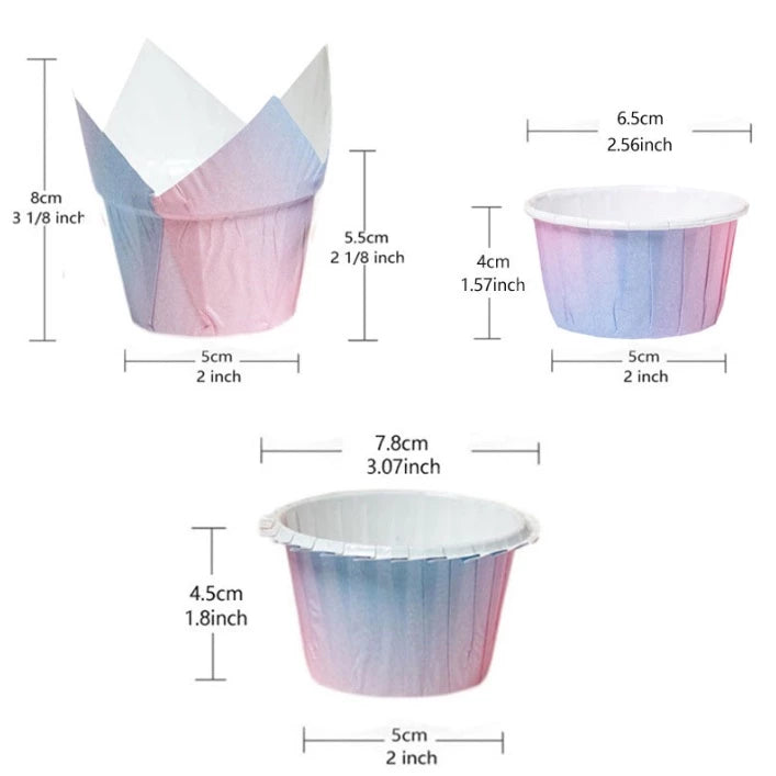 50pcs | GRADIENT Color Baking Cups cupcake liner Egg Tart Baking Wrapper Muffin Liner