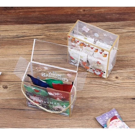 Transparent PVC Gift Bags Candy Plastic Bag with Handles Christmas Thanksgiving Gift Box