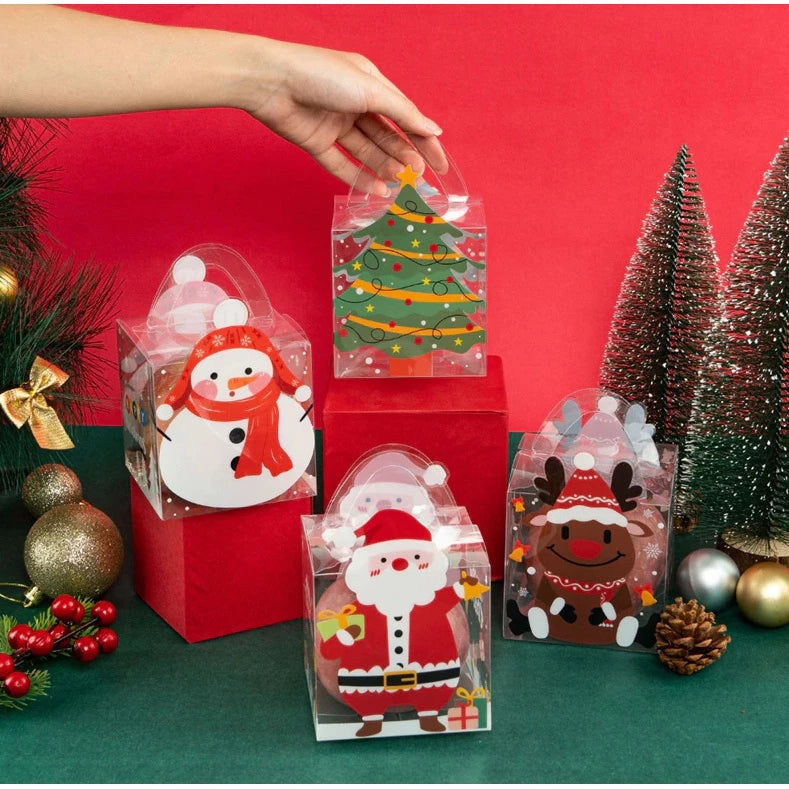 1pc PVC Transparent Christmas Gift Boxes Party Decoration Merry Christmas Candy Boxes