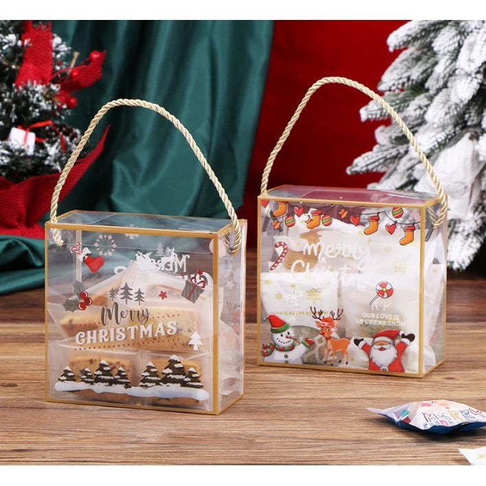 Transparent PVC Gift Bags Candy Plastic Bag with Handles Christmas Thanksgiving Gift Box