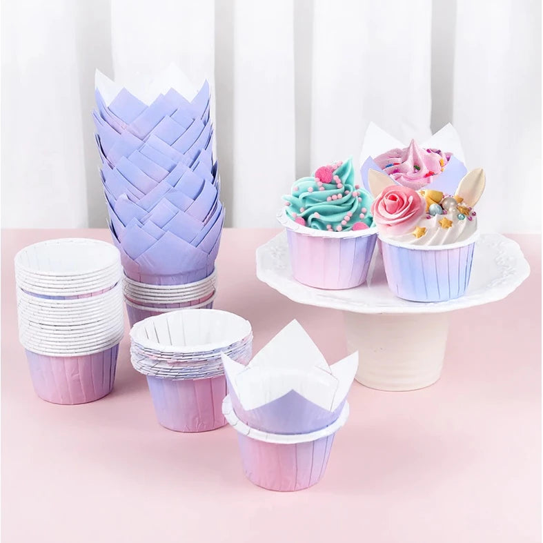 50pcs | GRADIENT Color Baking Cups cupcake liner Egg Tart Baking Wrapper Muffin Liner