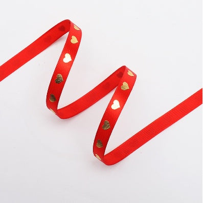 1cm/5yards | bronzing love ribbon flowers bouquet packaging ribbon gift box Ribbon