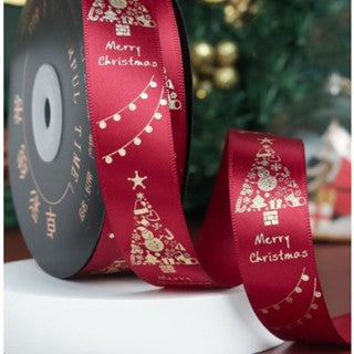 25 yards 2.5 cm Christmas Gift ribbon Wrapping merry christmas Gift satin Ribbon