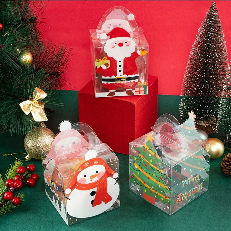 1pc PVC Transparent Christmas Gift Boxes Party Decoration Merry Christmas Candy Boxes