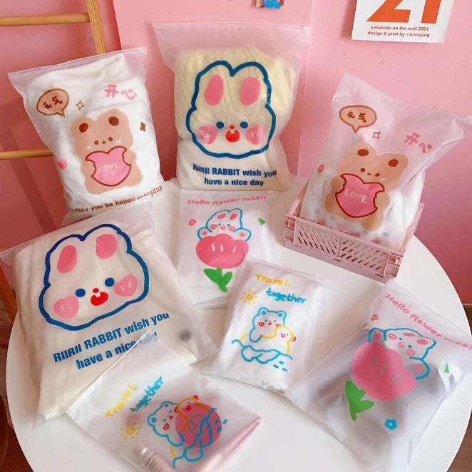 1pc Printed Frosted Storage Bag Clothing Sealed Packed Clothes Transparent Organizer