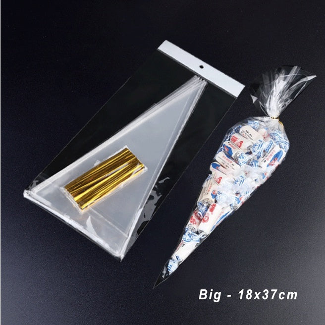 (50pcs) Triangle Transparent Plastic Bag Carrot Candy Bags Kids Birthday Party Decoration