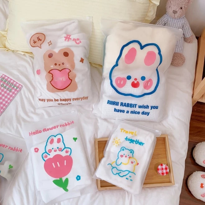 1pc Printed Frosted Storage Bag Clothing Sealed Packed Clothes Transparent Organizer