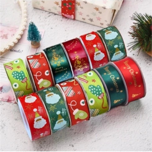 25 yards 2.5 cm Christmas Gift ribbon Wrapping merry christmas Gift satin Ribbon