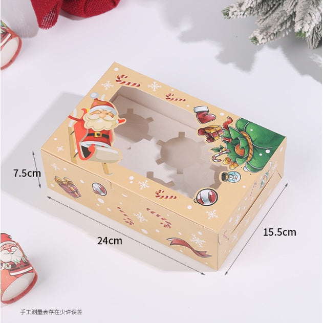 (4, 6, 12 Holes) Christmas Cupcake/Muffin/Pastry Box w/out holder Packaging Box